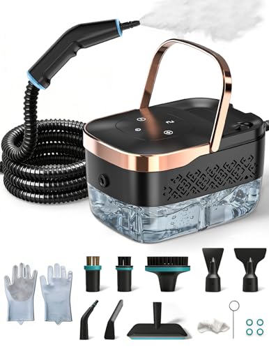 Nettoyeur à Vapeur, 2500W Nettoyeur à Vapeur Manuel Polyvalent avec 6 Vitesses Réglables et 8 Types de Buses, 1250ML Portable Haute Pression pour Maison et Voiture