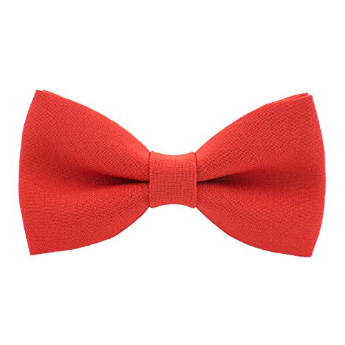 Bow Tie House Classic Pre-Tied Bow Tie Formal Solid Tuxedo, by (Large, Fire Red)