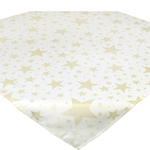 Delindo Lifestyle® Stars Nappe de Noël moderne avec étoiles Doré Champagne 85 x 85 cm Cover