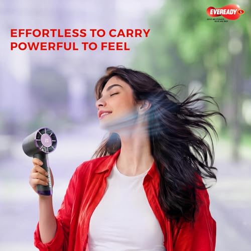 Image of EVEREADY Aerix Pro Rechargeable Handheld Personal Fan, With Digital LED Display, USB Type-C Charging, Up to 5 Hrs Battery Backup, Overcharge & Deep Discharge Protection
