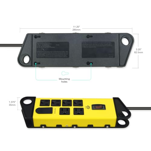 OSKOS Multitoma de 6 tomas con cable de 1.22 m, 2 puertos USB 2.4A (1A1C), 15A/1800W, montaje en pared, UL Listado, diseño metálico miniatura 5