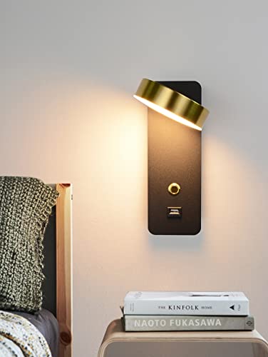 Aplique de pared moderno con USB e interruptor para iluminar tu dormitorio de forma cómoda 3