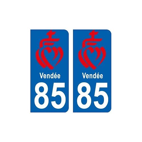 85 Vendée logo 9755 autocollant plaque immatriculation auto sticker - Couleur : arrondis - Angles : arrondis