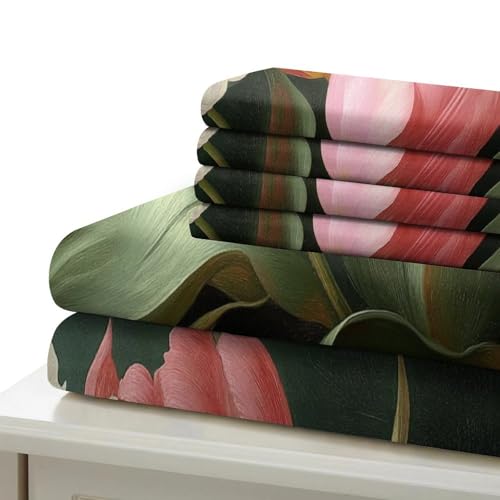 Linge de lit tulipes imprimé 3D en peinture botanique microfibre premium - 7