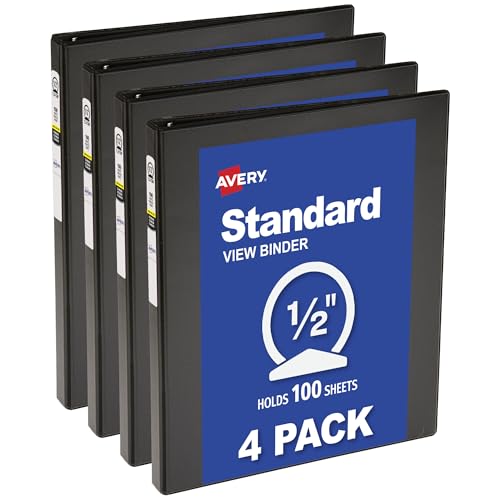 Classeur de rangement Avery noir 3 anneaux lot de 4 pour protéger vos documents