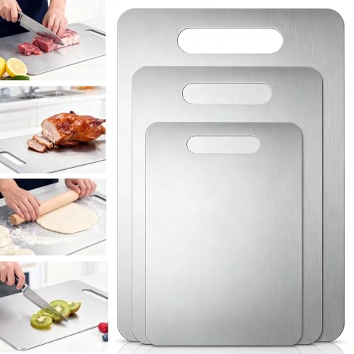 Set de 3 tablas de cortar de acero inoxidable 304 miniatura 1