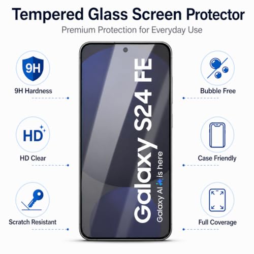 Image of Tempered Glass for Samsung Galaxy S24 FE and Galaxy M56 (6.7 Inch) With Installation Kit | 9H Edge to Edge Screen Protector | Anti-Scratch