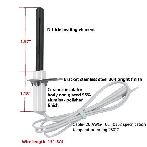MCAMPAS Universal Silicon Nitride Hot Rod Ignitor 120V - Replacement for Gas Fired Forced Air Furnace, Nitride Heater, Boiler (HVAC Compatible with Silicon Carbide Igniters)