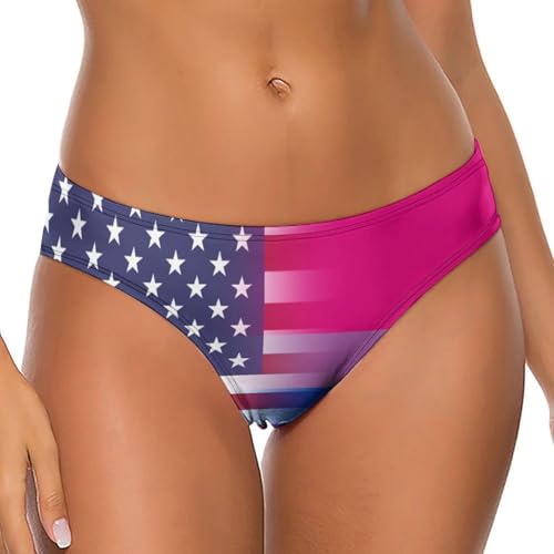 Image of U.S.A. Bisexual Proud Flag Soft Thongs for Women T-back Sexy Bikini No Show Low Rise Underwear Panties XL