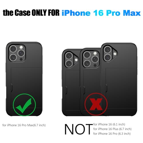 Nvollnoe Compatible with iPhone 16 Pro Max Case with Card Holder Dual Layer Heavy Duty Protective Shockproof Hidden Card Slot Slim Wallet Phone Cover for Women&Men 6.9 inch(Red) by Nvollnoe - Used condition - Image 7