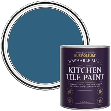 Rust-Oleum Blue water resistant Kitchen Tile Paint in Matt Finish - Blue Silk 750ml