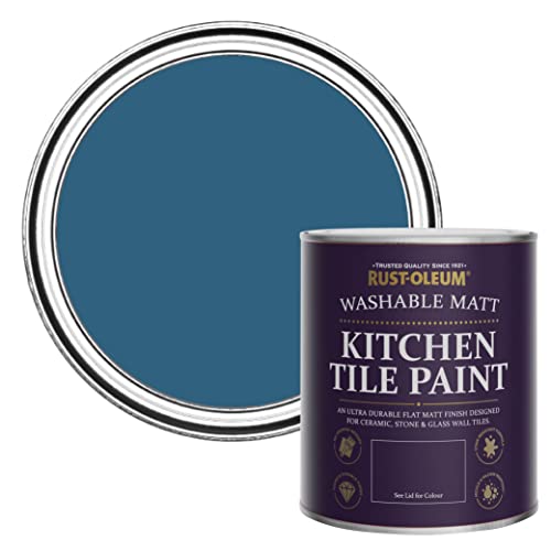 Rust-Oleum Blue water resistant Kitchen Tile Paint in Matt Finish - Cobalt 750ml