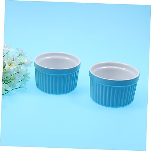 2pcs Eco-Friendly Ceramic Pet Bowls - Lightweight & Round Feeders for Hamsters, Rabbits - Ideal for Dry & Wet Food, Water - Blue Color
