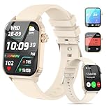 TRAUSI Smart Watches for Women Men, 1.83 inches HD Smartwatch with 120 Sports Modes, Heart Rate/Sleep Monitor, IP67 Waterproof, Bluetooth Call & Music Control for iPhone/Android (Golden)
