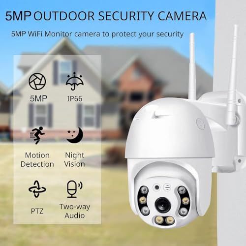 Image of Dr Vision 5MP WiFi Outdoor PTZ Security Camera | 360 View | Full HD | Color Night Vision | Motion Detection | Two Way Audio | Wireless CCTV Camera for Home with Mobile App V380 Pro (Dome Camera)