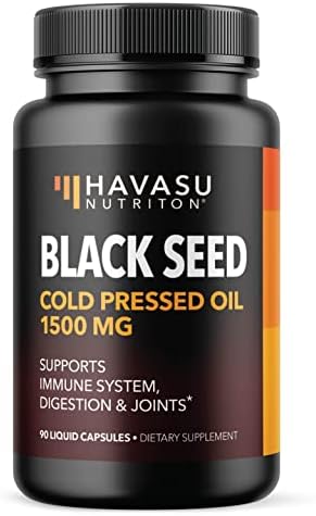 Black Seed Oil Nigella Sativa Cold-Pressed Capsules | 1500mg Black Cumin Seed Oil with Antioxidants for Immune Support and Joint and Digestive Health | 90 Vegetarian & Non-GMO Liquid Capsules