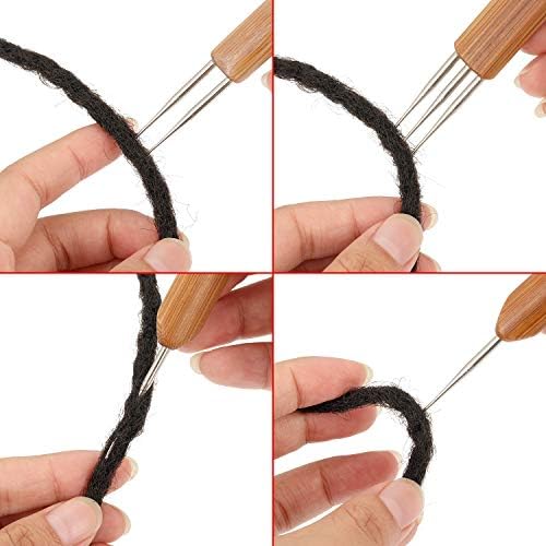 WILLBOND 5 Pieces Dreadlocks Crochet Hook Tool Includes 3 Dreadlocks Crochet 1 、2 、3 Hooks for Hair Dreads Braid Craft Weaving 2 Hair Locking Tool(0.75 Mm)(0.5 mm) - 3