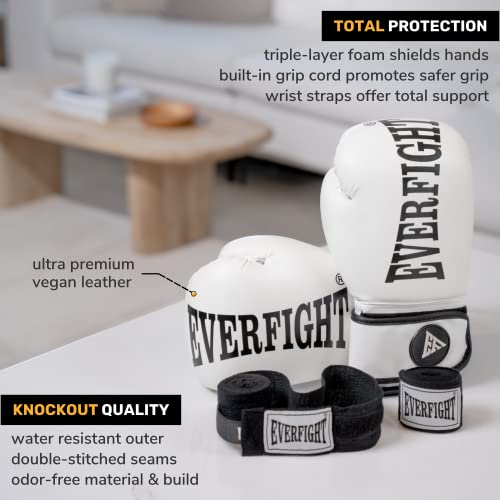 Everfight Boxing Gloves Set For Men And Women-Heavy Bag Muay Thai Kickboxing  Mma Boxing Gloves Fitness Boxing Gloves Sparring-Black Or White-10 Oz 12 Oz 14 Oz 16 Oz Adult Boxing Gloves #TOP3
