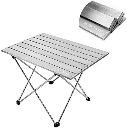 HITORHIKECamping Tables with Aluminum Table Top Ultralight Camp Table with Carry Bag for Indoor, Outdoor, Backpacking, BBQ, Beach, Hiking, Travel, Fishing