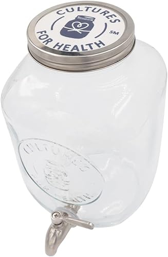 Miniatura 6 de Cultures for Health Tarro de cerveza continua de kombucha con espita  Tarro de vidrio de 5 litros con boquilla para fermentación de bricolaje  Tarro