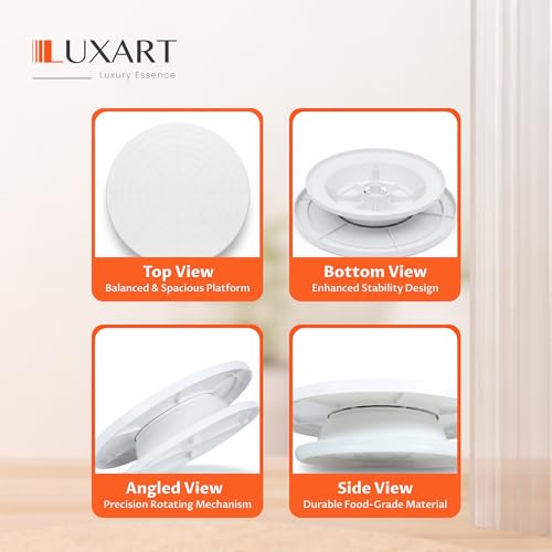 Image of LUXART 11 Inch Rotating Cake Turntable for Cake Decorating | Smooth 360 Revolving Cake Stand with Non-Slip Base | Food Grade BPA-Free Plastic | White Colour | Baking & Dessert Display