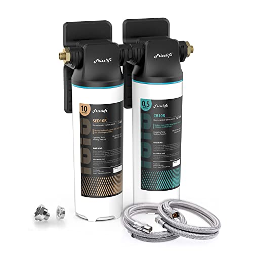 Frizzlife DW10 Under Sink Water Filter System, NSF/ANSI 53&42 Certified Elements, Reduces 99.99% Lead, Chlorine, Fluoride, Bad Taste & Odor, Direct Connect 2-Stage Water Filter, 0.5 Micron,