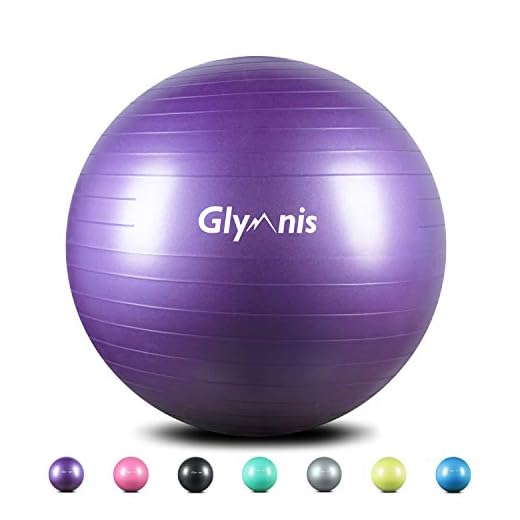 Glymnis Pelota de Pilates Pelota Anti-Burst para Pilates Gimnasia Fitness Equilibrio Yoga Embarazo 55cm 65cm 75cm con Hinchador Púrpura (55cm)