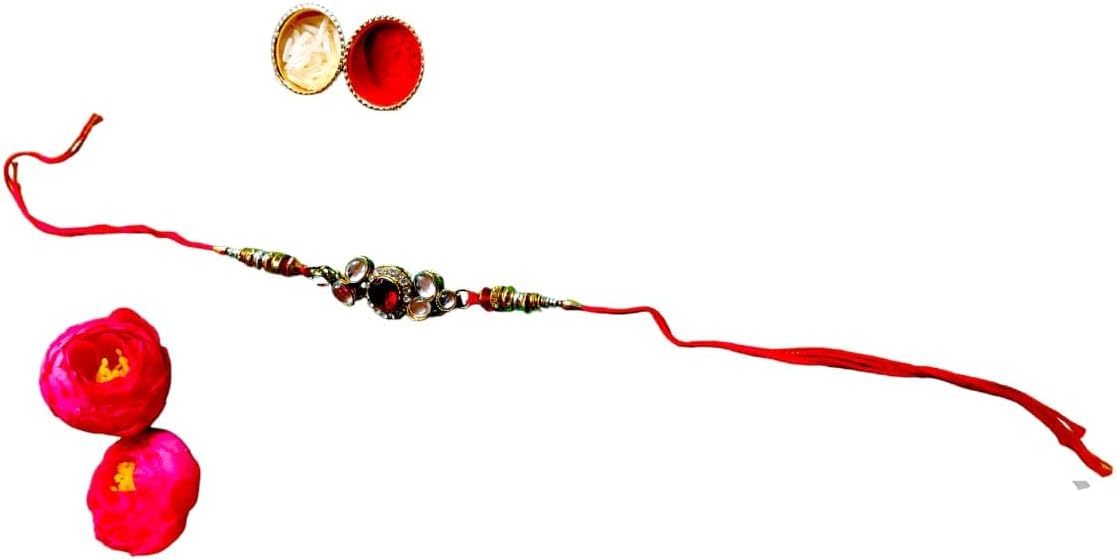 Mishika Creations Rakhi For Bhaiya/Bhabhi with Roli chawal