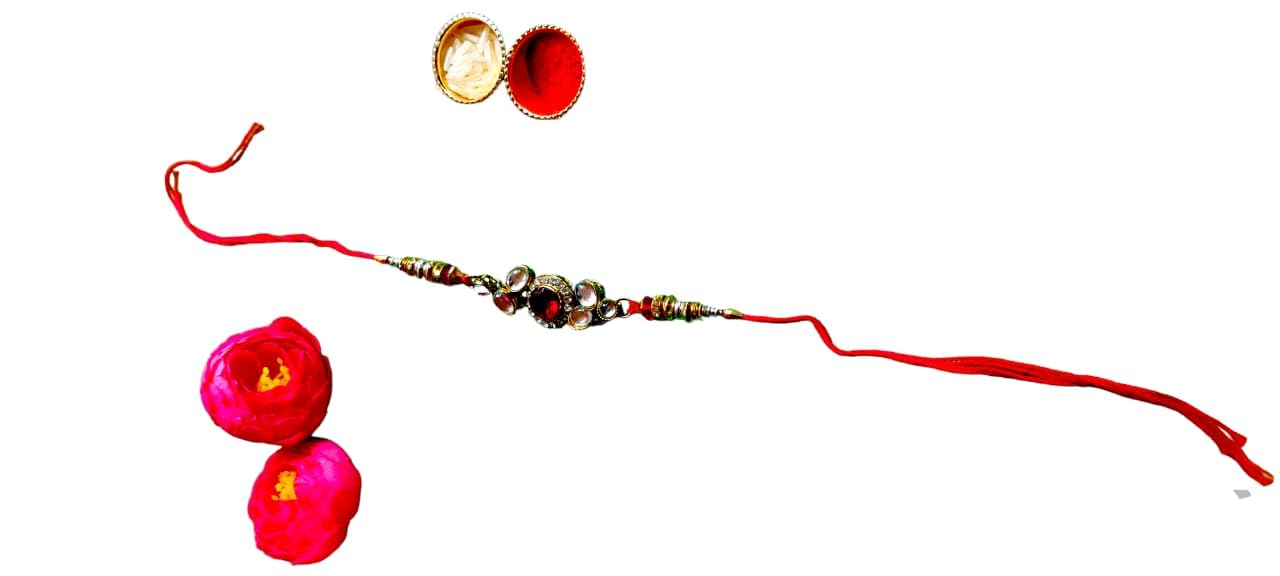 Mishika Creations Rakhi For Bhaiya/Bhabhi with Roli chawal