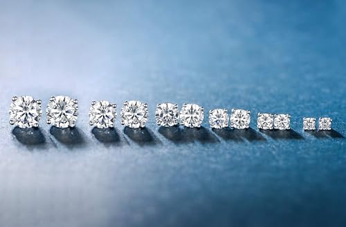 18K White Gold Plated 4 Pong Round Clear Cubic Zirconia Stud Earring Pack of 6 Pairs (6 Pairs) by MDFUN - Used condition - Image 4