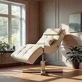 TATARTIST Curved Lash Bed Eyelash Extension Table High Density Sponge Comfortable Beauty Salon Treatment Table with Adjustable Backrest and Legrest (Light Khaki)