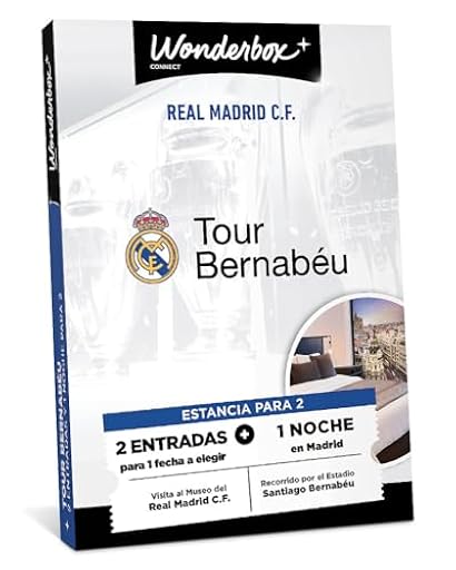 WONDERBOX Connect - Caja Regalo - Real Madrid Tour Bernabéu Estancia - 2 entradas para el Tour Bernabéu + 1 Noche - Incluye Visita al Museo del Real Madrid - Válido Durante 27 Meses | Ya disponible en tu tienda friki favorita! En mundofriki.es!