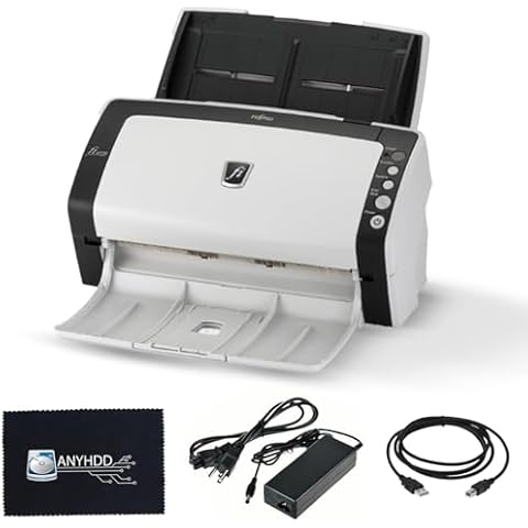 FI-6130 FUJITSU Document Scanner Bundle - 1 Year Warranty, Scanner for Computers with 24V AC Adapter + USB 2.0 Cable + Microfiber Cleaning Cloth Included (Renewed) Cover