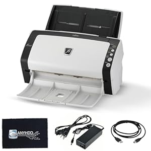 Paquete de escáner de documentos FI-6130 con adaptador de CA de 24 V + cable USB 2.0 + paño de limpieza de microfibra incluido (renovado)