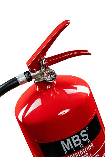 MBS-FIRE 6L Schaumfeuerlöscher - Feuerlöscher für einen sicheren Haushalt - Schaumlöscher mit Manometer inkl. Wandhalterung - inkl. Plakette, nach DIN EN 3, 27A 183B = 9LE - Image 5