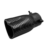 Sandfren 2.5' to 2.8' Car Exhaust Tip, 2.5' Inlet 2.8' Outlet Stainless Steel Heart-Shaped Surface Polished Exhaust Tailpipe Tip, Rolled Edge Bolt on Diesel Pipe, Universal Fit (Carbon Fiber)