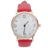 Ciieeo Reloj de Pulsera para Mujer con Esfera Digital Diseño Ultrafino con Correa de Piel Roja Reloj de Cuarzo Casual Hipoalergénico Ligero y Cómodo para Uso Diario y Ocasiones