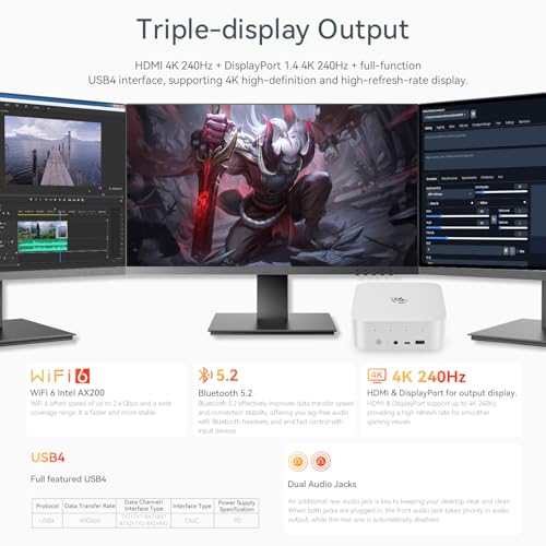 Image of Beelink SER9 Pro Mini PC with AMD Ryzen AI 9 HX 370 12C /24T, 32GB LPDDR5X 1TB NVMe M.2 SSD, Triple Display Output, USB4, 2.5G RJ45, WiFi 6 (802.11ax), Bluetooth 5.2, W-11 Mini Gaming Computer(Gray)