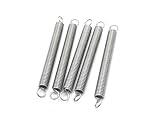 XJS 1.2x8.0x65mm Stainless Steel Dual Hook Small Tension Spring 5 pcs