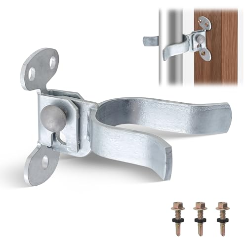 Image of 1-3 /8 inch Flat Back Wall Mount Chain Link Gate Latch, Durable Gate Latch Hardware with Screws or Lag Bolt for Wooden Gate Post or Wall