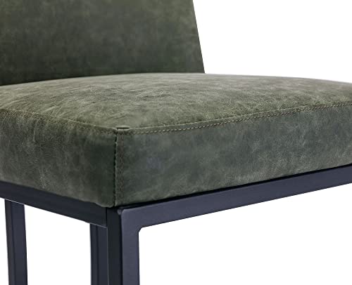 Vescasa 24" H Counter Height Barstools With Back, Mid Century Modern Faux Leather Upholstered Counter Stool Chairs With Black Metal Frame For Kitchen Island, Bar, Pub, Set Of 2, Green #TOP7