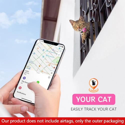 Image of Qpets Pink Cat Collar With Silicone Airtag Holder, Reflective Airtag Case Cat Collar With Bell Quick Release Adjustable Cat Collar For Small Cat Kitten (8.6-10.8 inch, Without Air Tag),27.5 Cm