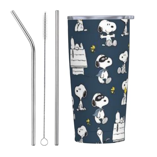 スヌーピー アニメ ストロー&ストローブラシ付き マグカップ コーヒーカップ 600ml コンビニカップ タンブラー ステンレス製 保冷 保温 車用 蓋付き 持ち運び 水筒 大容量 直飲み キャラクター 人気 プレゼント