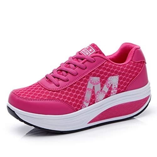 Zapatillas De Deporte De Mujer Plataforma Cuña Tonificadora Calzado Deportivo Ligero Mallas Transpirables Pisos para Trotar Adelgazantes Entrenadores De Swing
