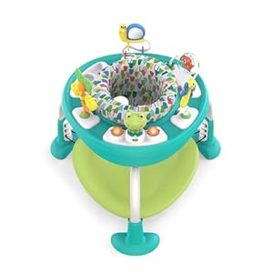 Bright Starts, Bounce Bounce Baby 2 in 1 Spieltisch Aktivität Sitz – Playful Pond mit 7 interaktiven Spielzeug, 360° Spielstation, Höhenverstellbare, Babyspielzeug ab 6 Monaten, grün