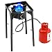 Goplus Outdoor Camp Stove High Pressure Propane Gas Cooker Portable Cast Iron Patio Cooking Burner w/Detachable Legs Great for Camping, Patio, or RV (Single-Burner 100,000-BTU)
