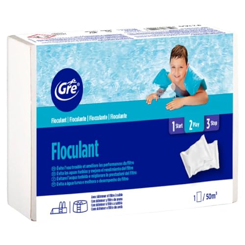 Gre 76044 - Ffloculant en cartouches, action clarifiante pour l’eau de piscine. Traitement pour piscines de tout type. 1 kg, cartouches de 125 grammes.