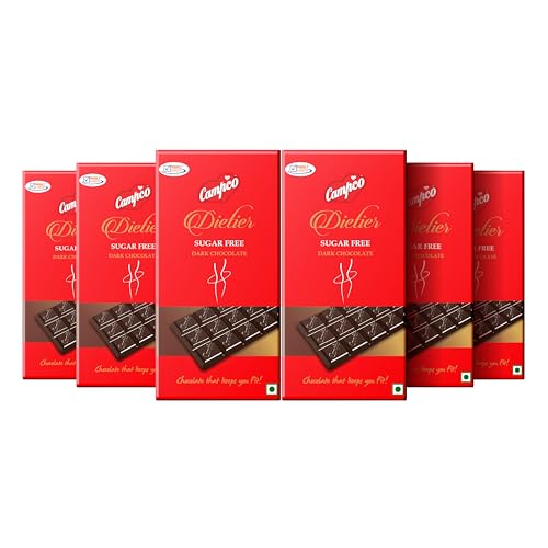 Image of Campco Dietier Sugar-Free Dark Chocolate Bar, 50g (Pack of 6)