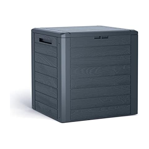 INDA-Exclusiv Kunststoff Gartentruhe Kissenbox Auflagenbox Gartenbox Wasserdicht Aufbewahrungsbox Anthrazit 140 Liter Cover