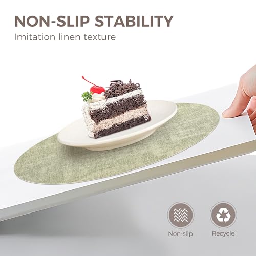 Image of 13 inch Round Placemats Set of 4, NCUE Dual-Sided Faux Leather Heat Resistant Table Mats, Waterproof Oilproof Washable Protective Table Placemats with Coaster, Wipeable Vinyl for Indoor & Outdoor Use